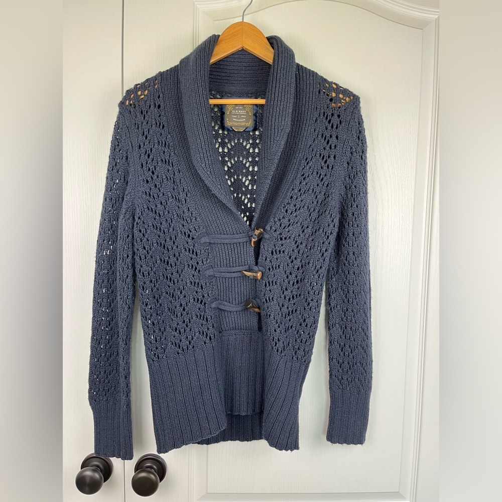 Old Navy Vintage Lambswool Blend Sweater Size Large crochet fisherman cowl neck